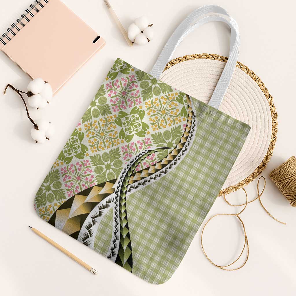 Aloha Vintage Palaka Floral Hawaiian Quilt Tote Bag Omaomao Motif - Polynesian Pride