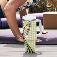 Aloha Vintage Palaka Floral Hawaiian Quilt Tumbler With Handle Omaomao Motif - Polynesian Pride