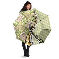 Aloha Vintage Palaka Floral Hawaiian Quilt Umbrella Omaomao Motif - Polynesian Pride