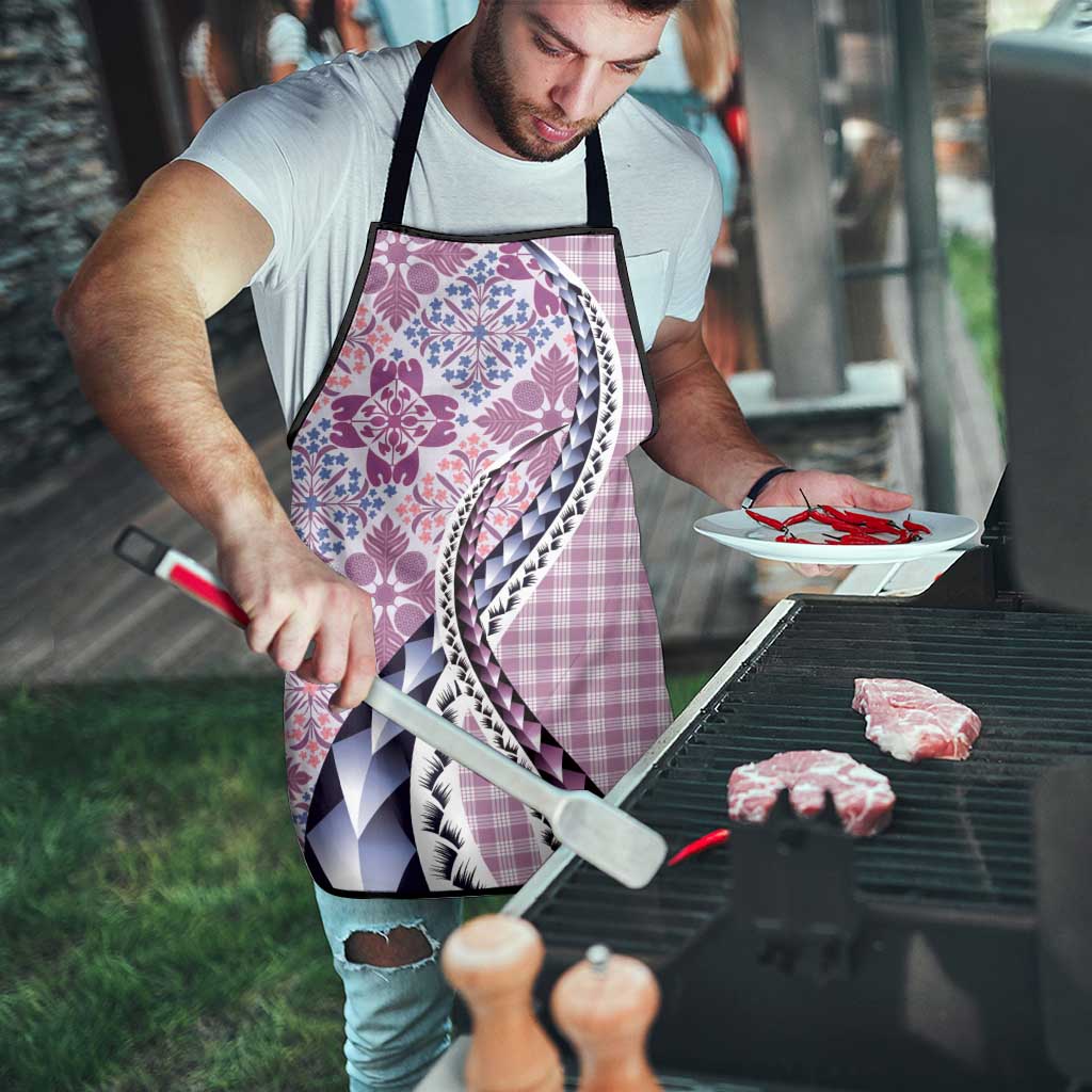 Aloha Vintage Palaka Floral Hawaiian Quilt Apron Akala Motif - Polynesian Pride