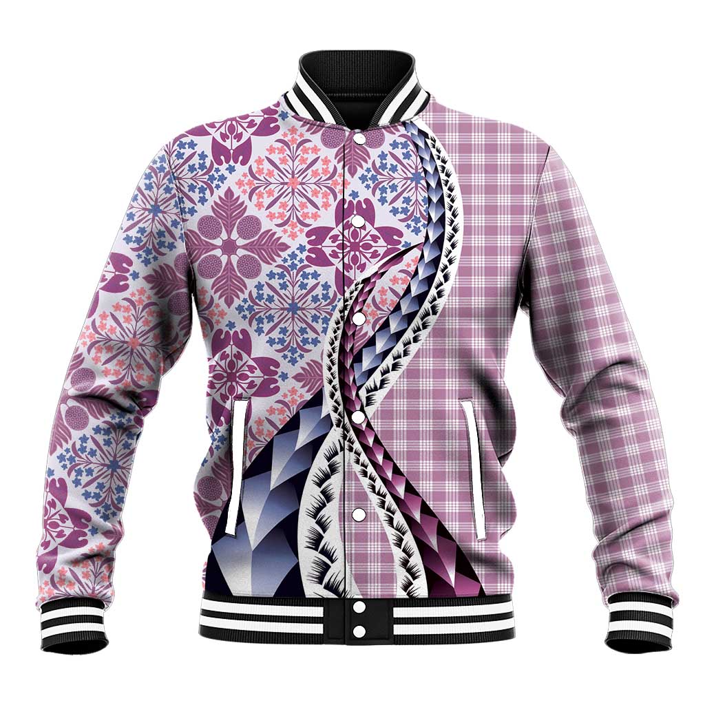 Aloha Vintage Palaka Floral Hawaiian Quilt Baseball Jacket Akala Motif - Polynesian Pride