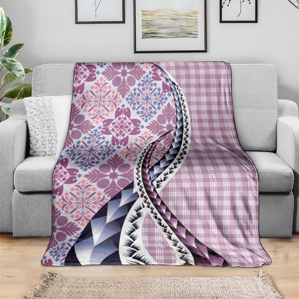 Aloha Vintage Palaka Floral Hawaiian Quilt Blanket Akala Motif - Polynesian Pride