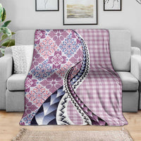 Aloha Vintage Palaka Floral Hawaiian Quilt Blanket Akala Motif - Polynesian Pride