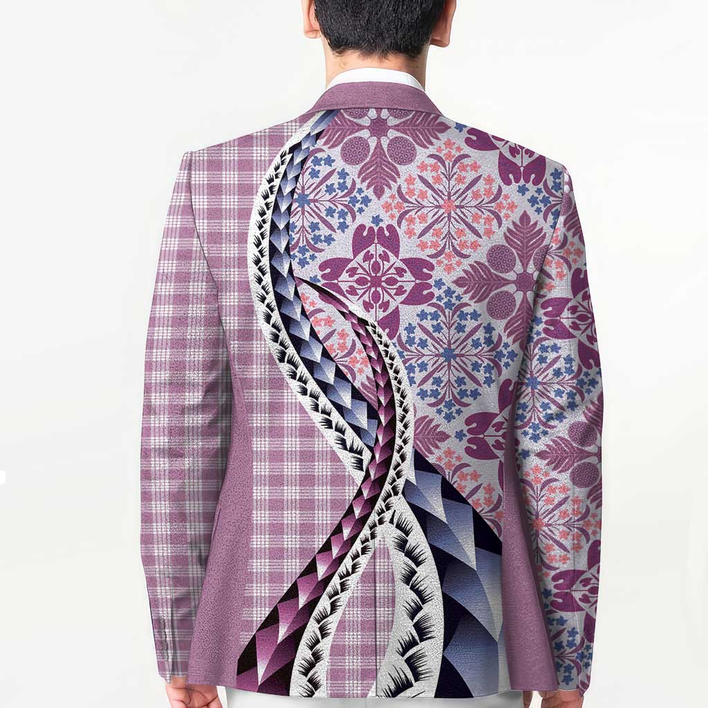 Aloha Vintage Palaka Floral Hawaiian Quilt Blazer Akala Motif - Polynesian Pride