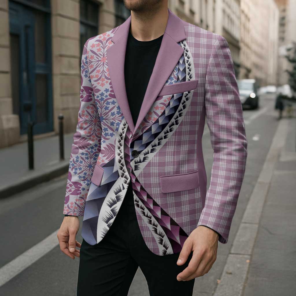 Aloha Vintage Palaka Floral Hawaiian Quilt Blazer Akala Motif - Polynesian Pride