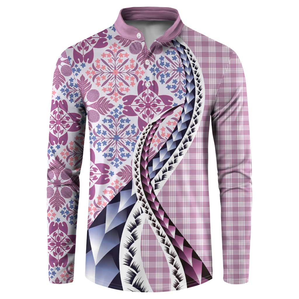 Aloha Vintage Palaka Floral Hawaiian Quilt Button Sweatshirt Akala Motif - Polynesian Pride