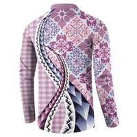 Aloha Vintage Palaka Floral Hawaiian Quilt Button Sweatshirt Akala Motif - Polynesian Pride