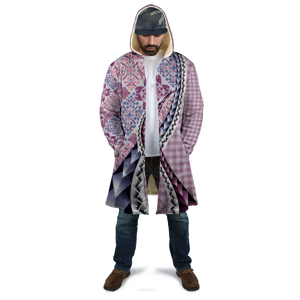 Aloha Vintage Palaka Floral Hawaiian Quilt Cloak Akala Motif - Polynesian Pride