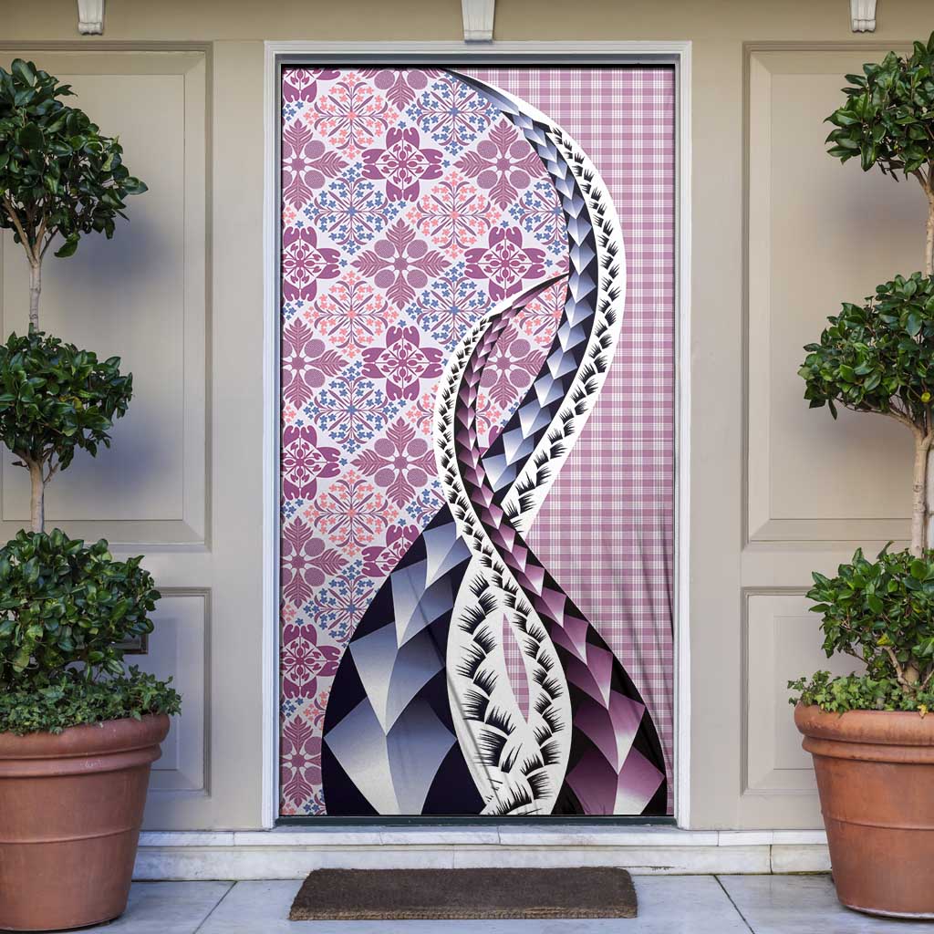 Aloha Vintage Palaka Floral Hawaiian Quilt Door Cover Akala Motif - Polynesian Pride