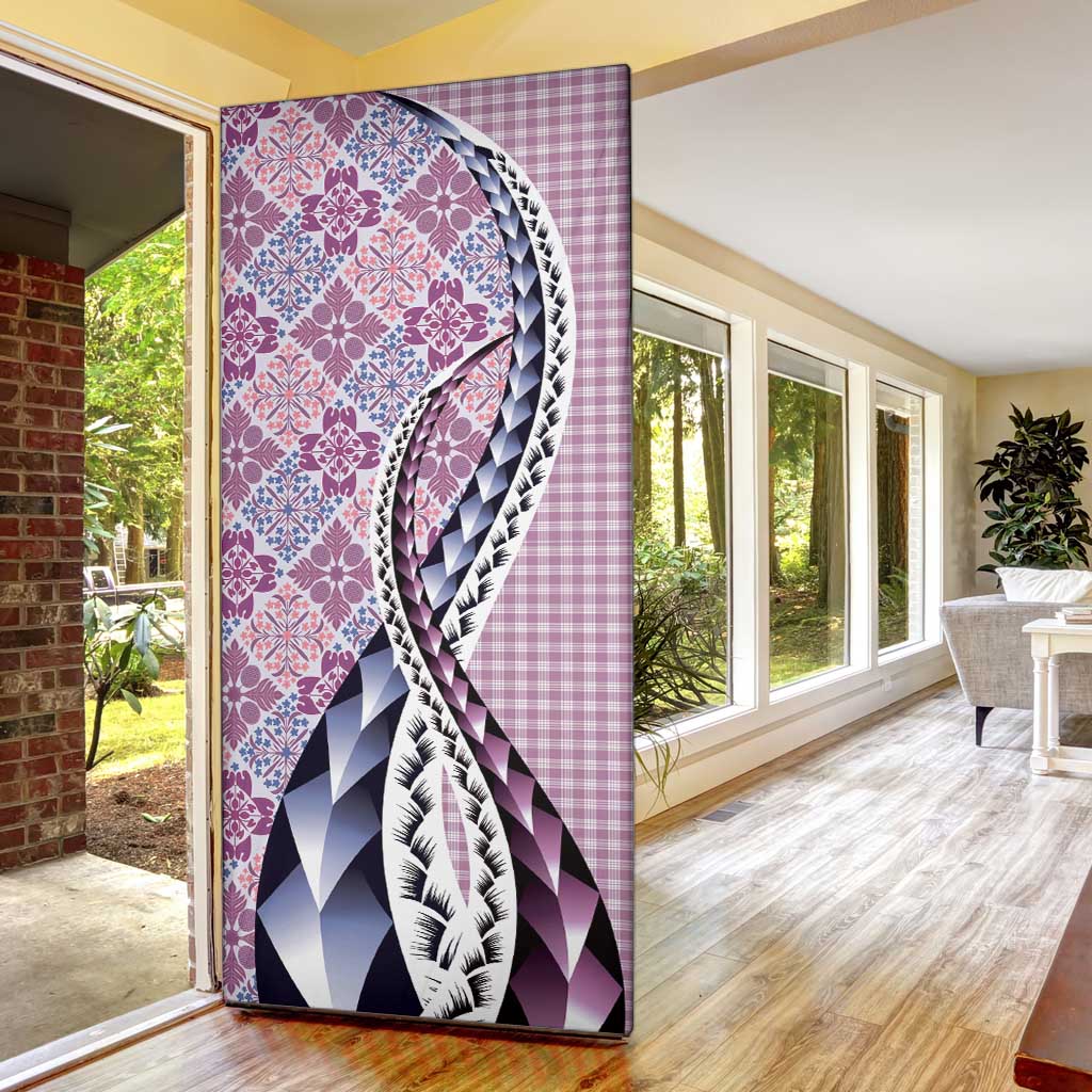 Aloha Vintage Palaka Floral Hawaiian Quilt Door Cover Akala Motif - Polynesian Pride