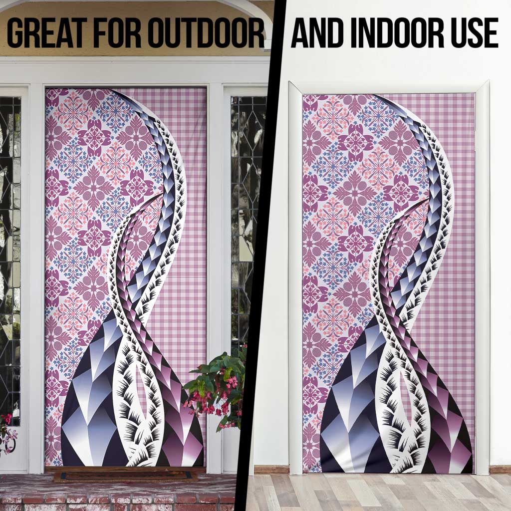 Aloha Vintage Palaka Floral Hawaiian Quilt Door Cover Akala Motif - Polynesian Pride