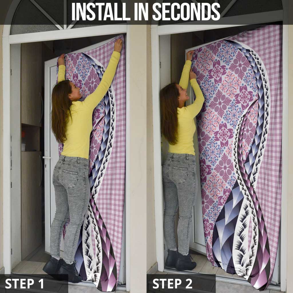 Aloha Vintage Palaka Floral Hawaiian Quilt Door Cover Akala Motif - Polynesian Pride