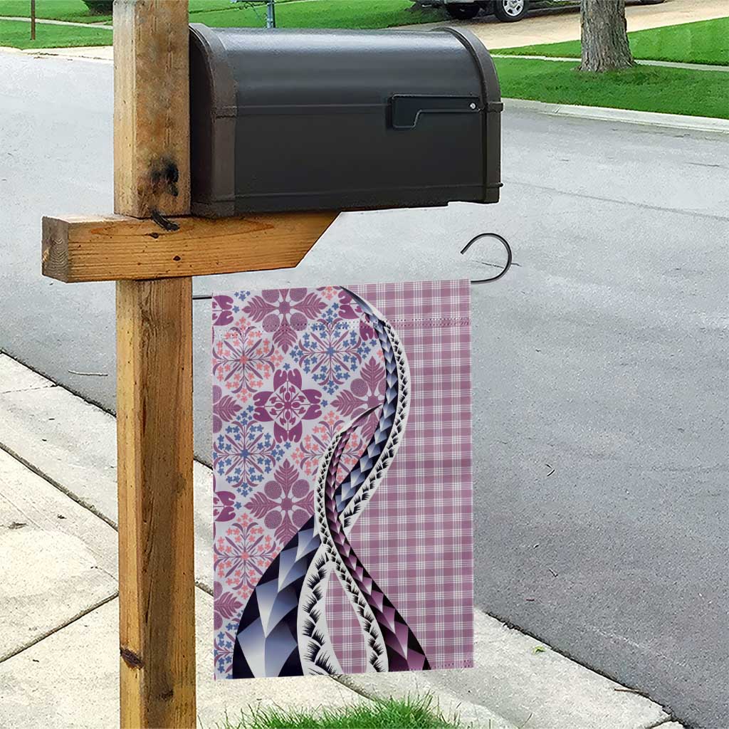 Aloha Vintage Palaka Floral Hawaiian Quilt Garden Flag Akala Motif - Polynesian Pride