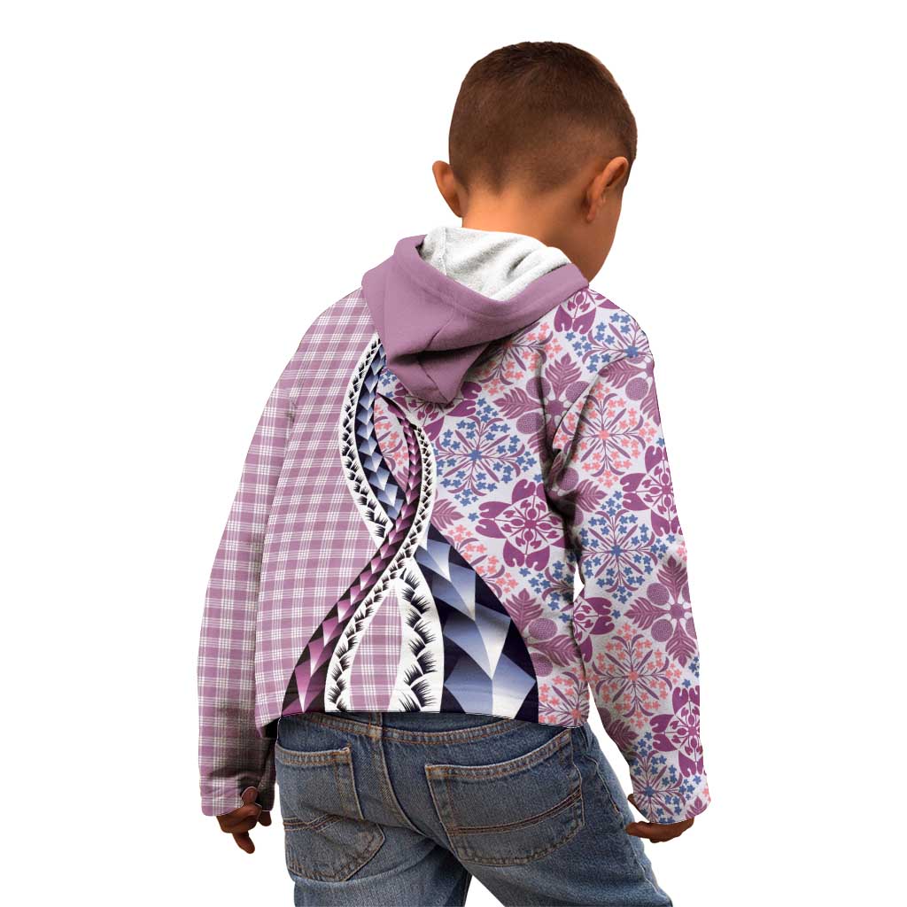 Aloha Vintage Palaka Floral Hawaiian Quilt Kid Hoodie Akala Motif - Polynesian Pride