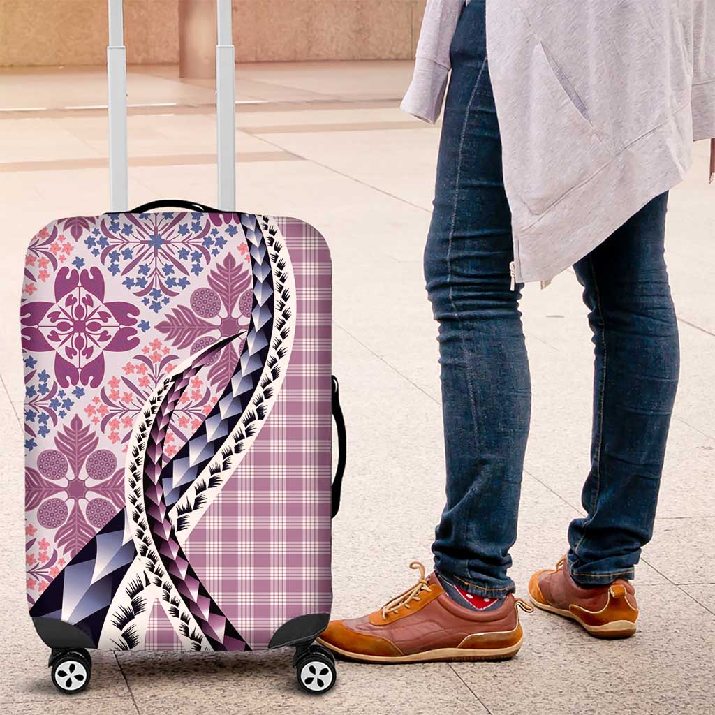 Aloha Vintage Palaka Floral Hawaiian Quilt Luggage Cover Akala Motif - Polynesian Pride