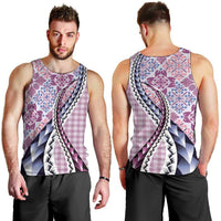 Aloha Vintage Palaka Floral Hawaiian Quilt Men Tank Top Akala Motif - Polynesian Pride