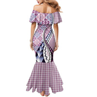 Aloha Vintage Palaka Floral Hawaiian Quilt Mermaid Dress Akala Motif - Polynesian Pride