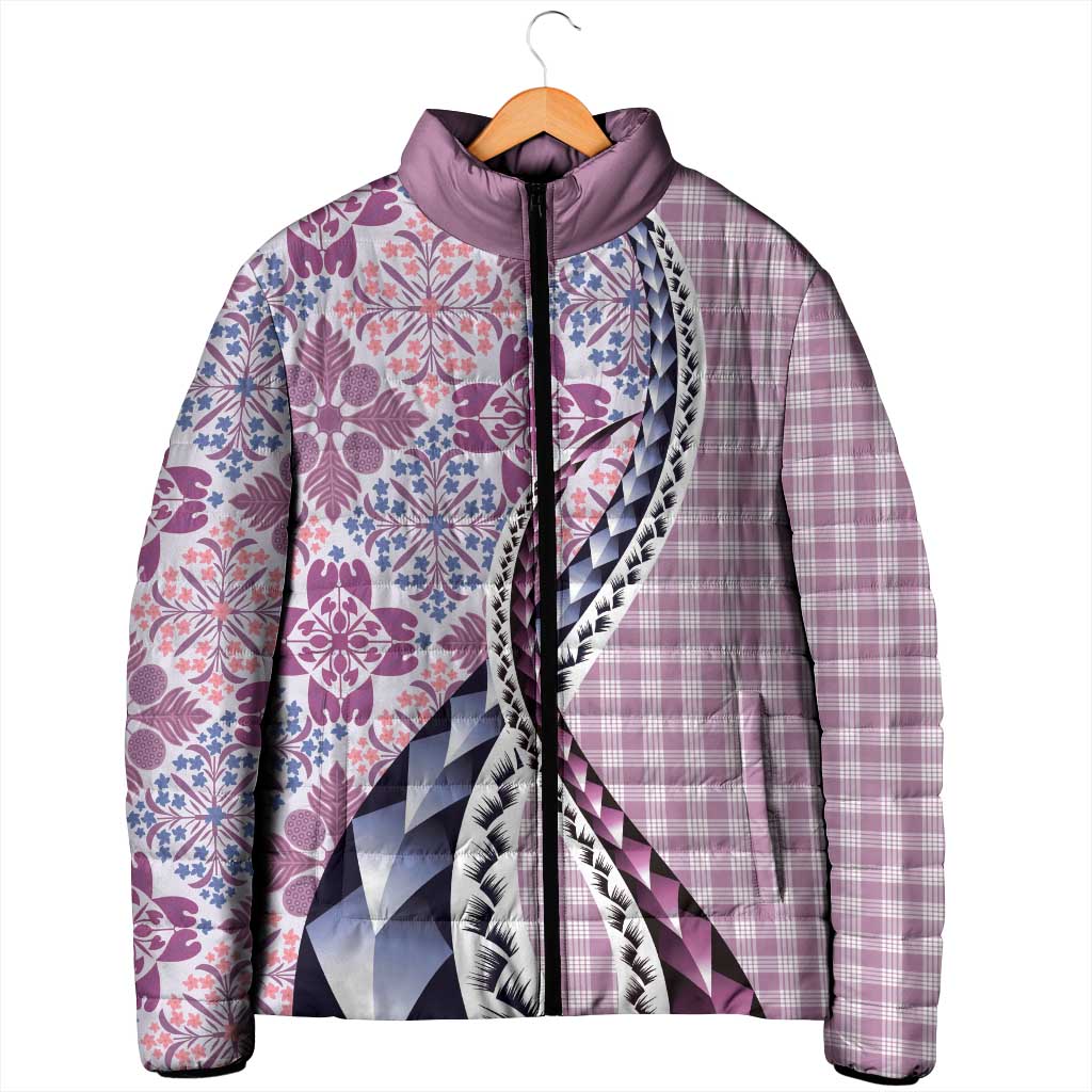 Aloha Vintage Palaka Floral Hawaiian Quilt Padded Jacket Akala Motif - Polynesian Pride