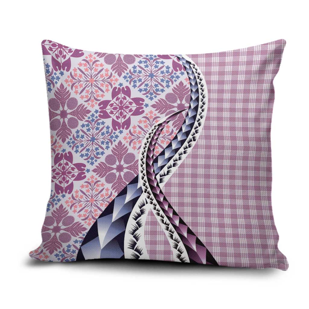 Aloha Vintage Palaka Floral Hawaiian Quilt Pillow Cover Akala Motif - Polynesian Pride