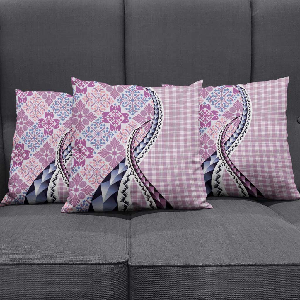 Aloha Vintage Palaka Floral Hawaiian Quilt Pillow Cover Akala Motif - Polynesian Pride