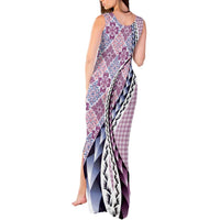 Aloha Vintage Palaka Floral Hawaiian Quilt Tank Maxi Dress Akala Motif - Polynesian Pride