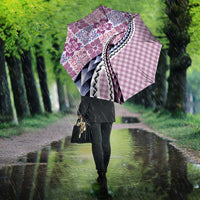 Aloha Vintage Palaka Floral Hawaiian Quilt Umbrella Akala Motif - Polynesian Pride