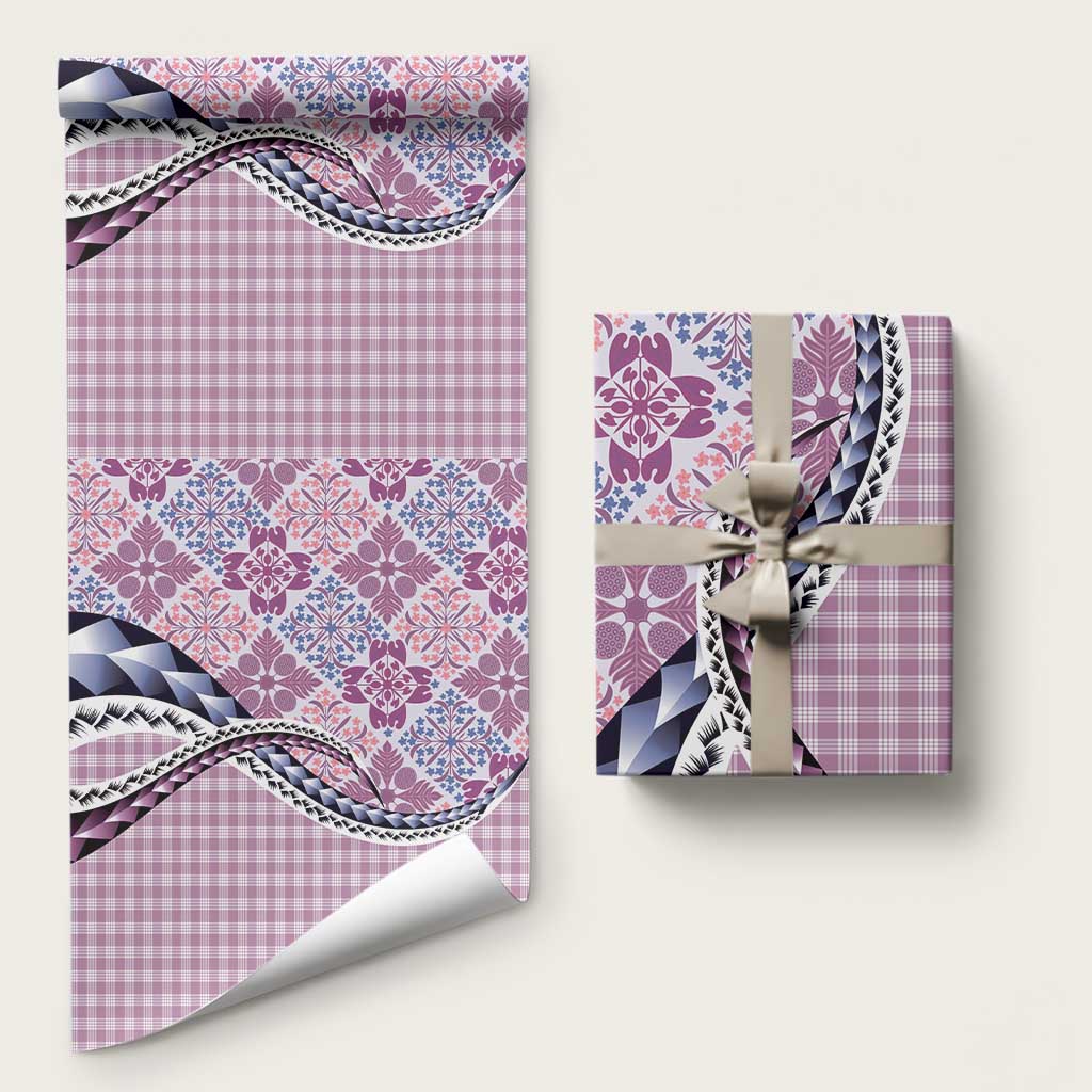 Aloha Vintage Palaka Floral Hawaiian Quilt Wrapping Paper Akala Motif - Polynesian Pride