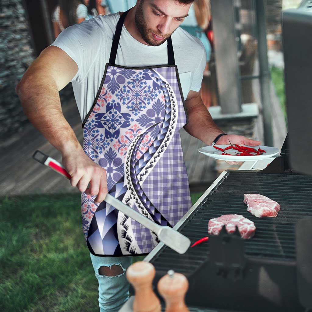 Aloha Vintage Palaka Floral Hawaiian Quilt Apron Poni Motif - Polynesian Pride