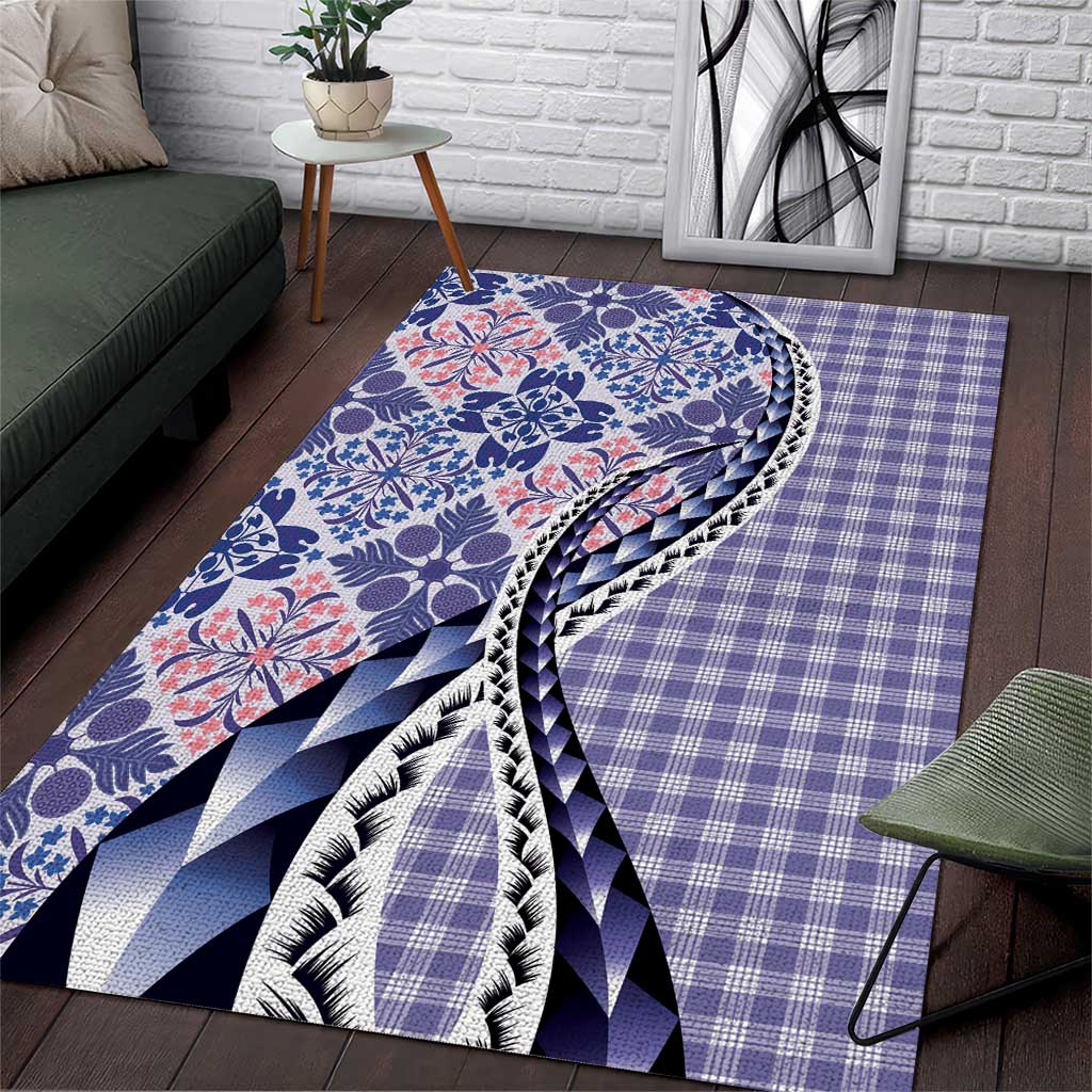 Aloha Vintage Palaka Floral Hawaiian Quilt Area Rug Poni Motif - Polynesian Pride