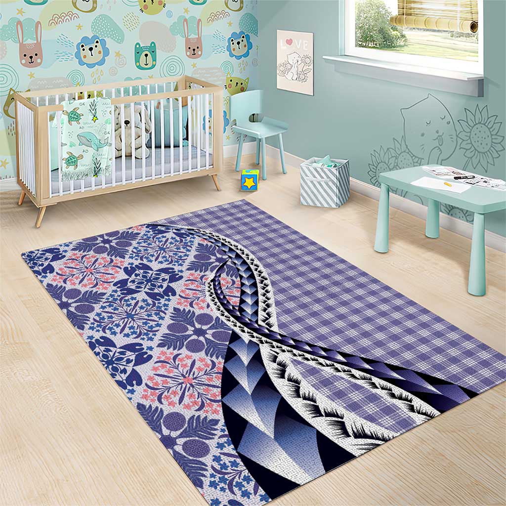 Aloha Vintage Palaka Floral Hawaiian Quilt Area Rug Poni Motif - Polynesian Pride