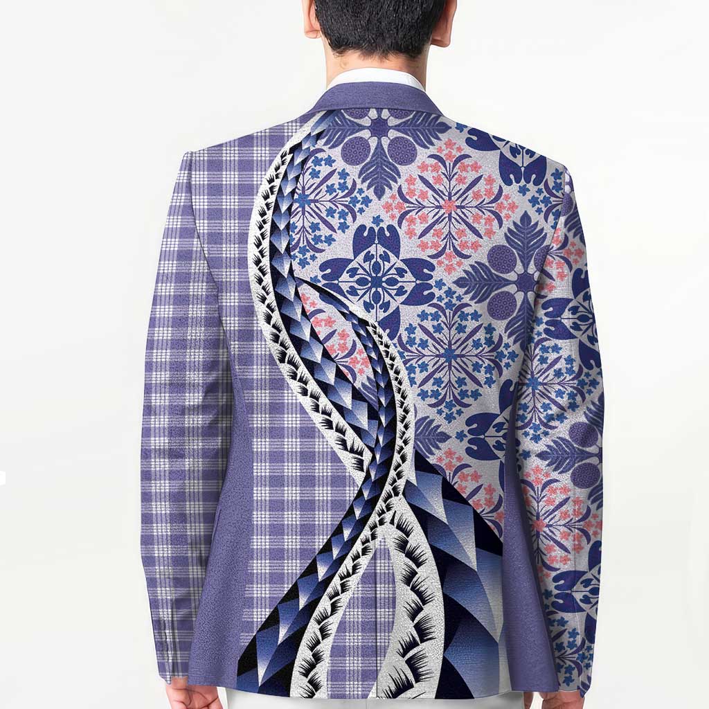 Aloha Vintage Palaka Floral Hawaiian Quilt Blazer Poni Motif - Polynesian Pride