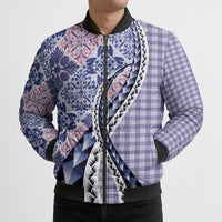 Aloha Vintage Palaka Floral Hawaiian Quilt Bomber Puffer Jacket Poni Motif - Polynesian Pride