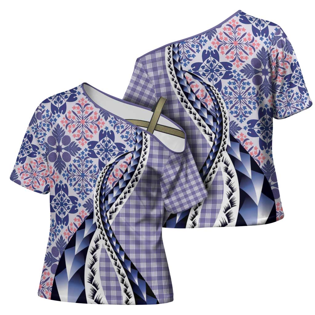 Aloha Vintage Palaka Floral Hawaiian Quilt Cross Shoulder Shirt Poni Motif - Polynesian Pride