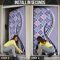 Aloha Vintage Palaka Floral Hawaiian Quilt Door Cover Poni Motif - Polynesian Pride