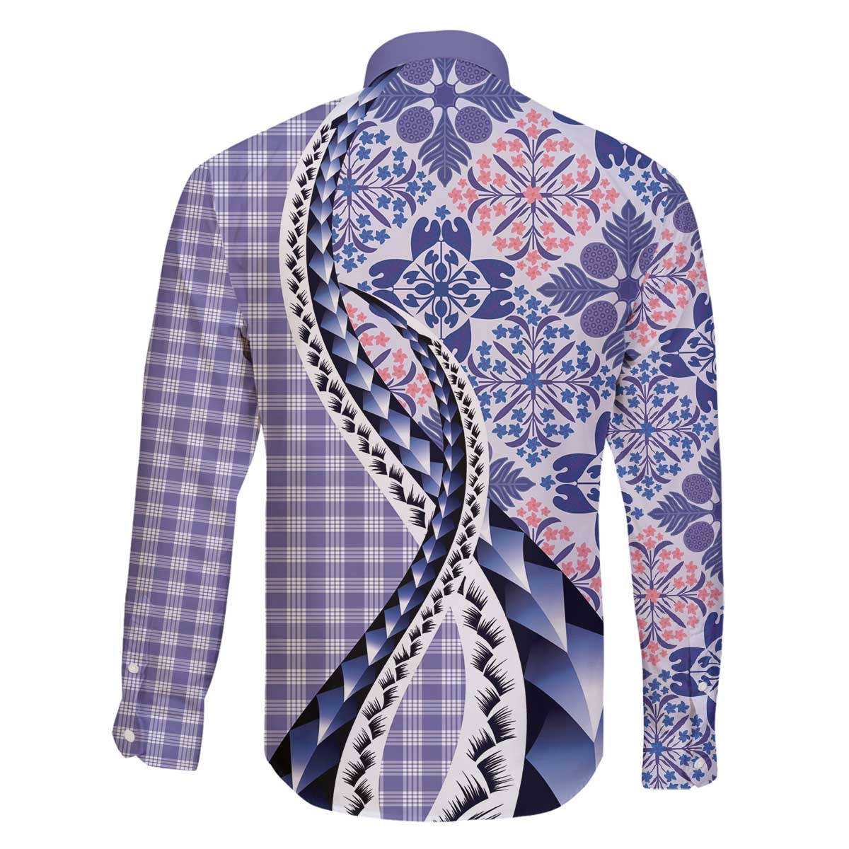 Aloha Vintage Palaka Floral Hawaiian Quilt Family Matching Off The Shoulder Long Sleeve Dress and Hawaiian Shirt Poni Motif - Polynesian Pride