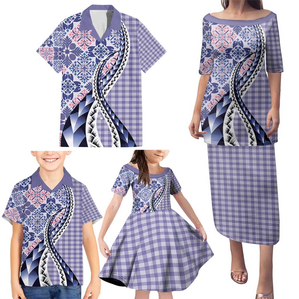 Aloha Vintage Palaka Floral Hawaiian Quilt Family Matching Puletasi and Hawaiian Shirt Poni Motif - Polynesian Pride