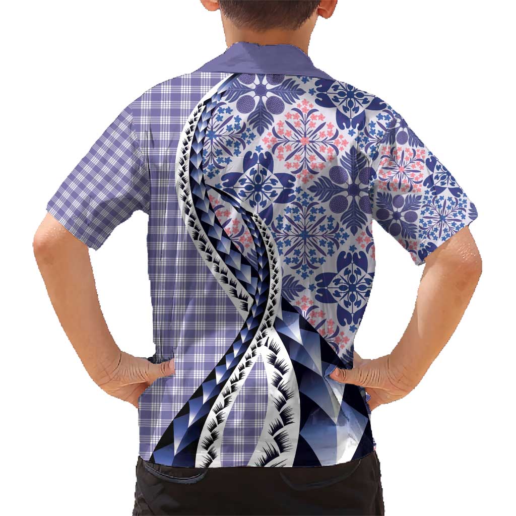 Aloha Vintage Palaka Floral Hawaiian Quilt Family Matching Short Sleeve Bodycon Dress and Hawaiian Shirt Poni Motif - Polynesian Pride