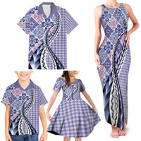 Aloha Vintage Palaka Floral Hawaiian Quilt Family Matching Tank Maxi Dress and Hawaiian Shirt Poni Motif - Polynesian Pride