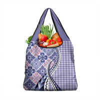 Aloha Vintage Palaka Floral Hawaiian Quilt Grocery Bag Poni Motif - Polynesian Pride