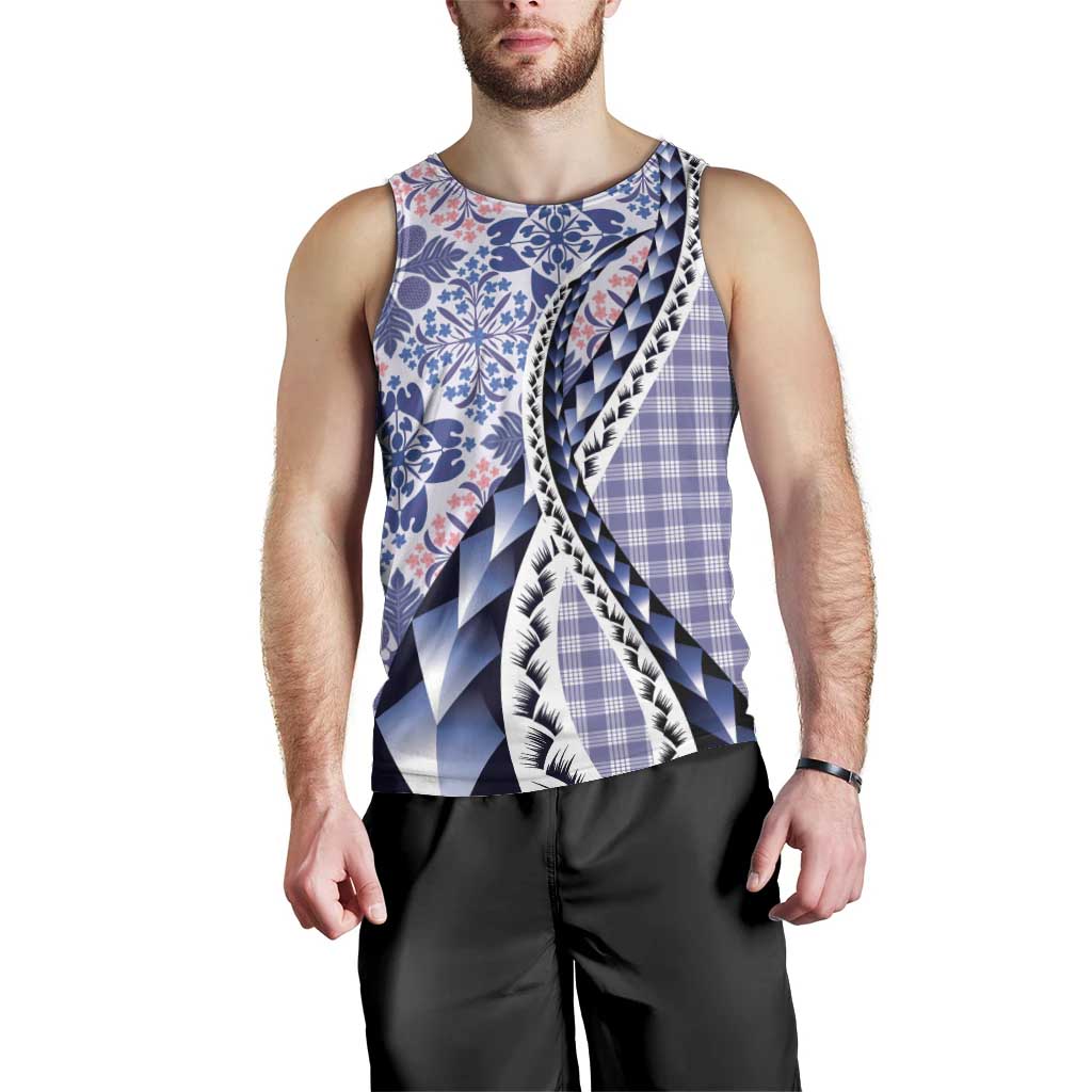 Aloha Vintage Palaka Floral Hawaiian Quilt Men Tank Top Poni Motif - Polynesian Pride