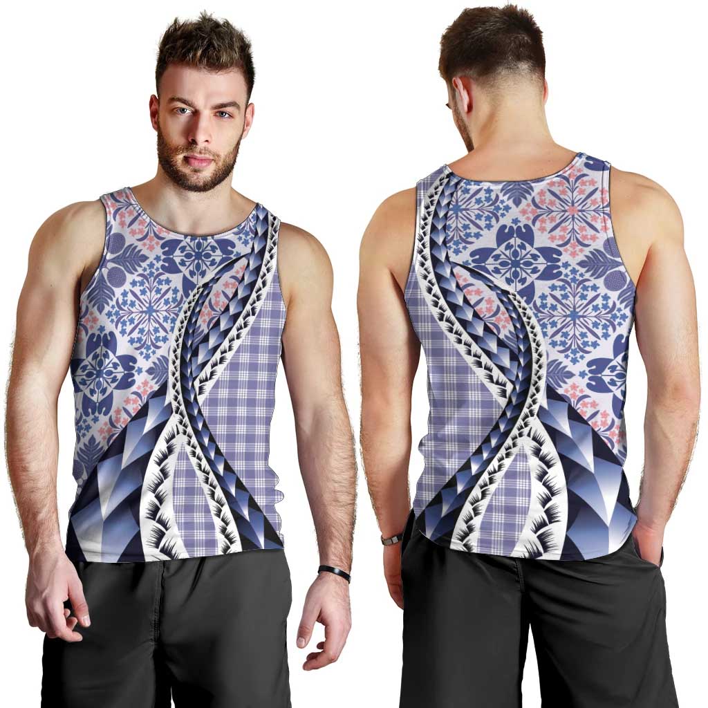 Aloha Vintage Palaka Floral Hawaiian Quilt Men Tank Top Poni Motif - Polynesian Pride