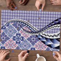 Aloha Vintage Palaka Floral Hawaiian Quilt Puzzle Poni Motif - Polynesian Pride