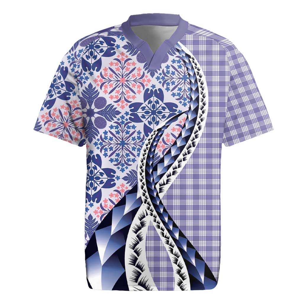 Aloha Vintage Palaka Floral Hawaiian Quilt Rugby Jersey Poni Motif - Polynesian Pride