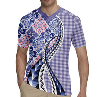 Aloha Vintage Palaka Floral Hawaiian Quilt Rugby Jersey Poni Motif - Polynesian Pride