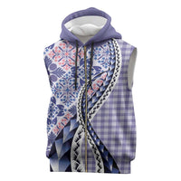 Aloha Vintage Palaka Floral Hawaiian Quilt Sleeveless Zip Hoodie Poni Motif - Polynesian Pride