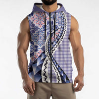 Aloha Vintage Palaka Floral Hawaiian Quilt Sleeveless Zip Hoodie Poni Motif LT9