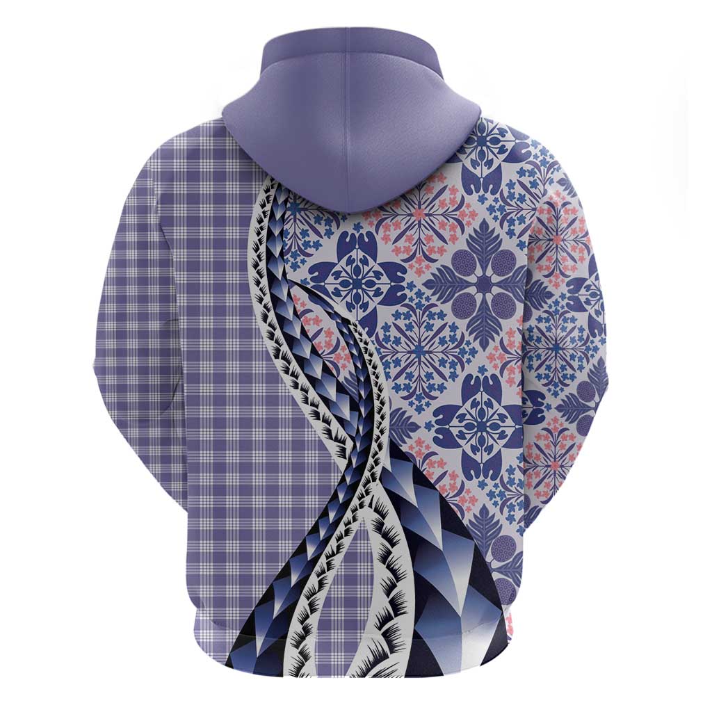 Aloha Vintage Palaka Floral Hawaiian Quilt Zip Hoodie Poni Motif - Polynesian Pride