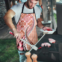 Aloha Vintage Palaka Floral Hawaiian Quilt Apron Ulaula Motif - Polynesian Pride