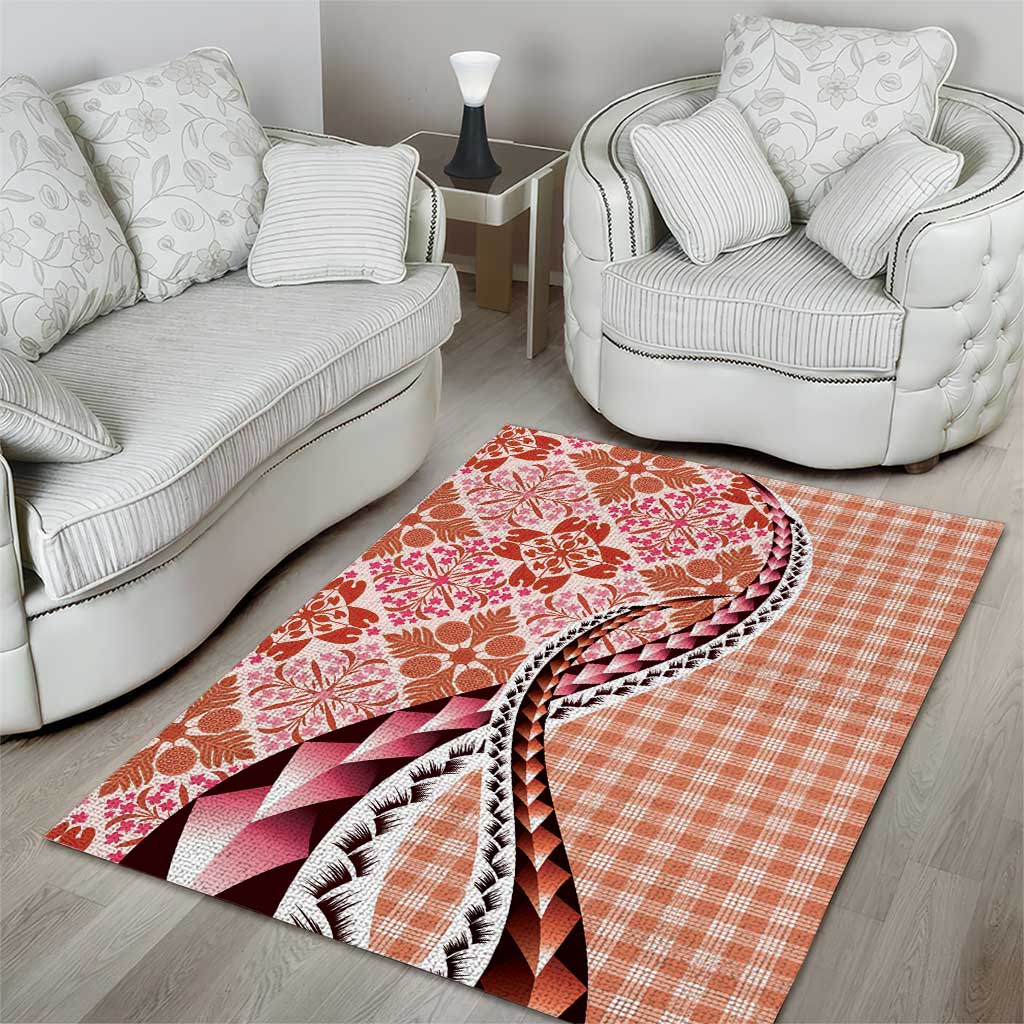 Aloha Vintage Palaka Floral Hawaiian Quilt Area Rug Ulaula Motif - Polynesian Pride