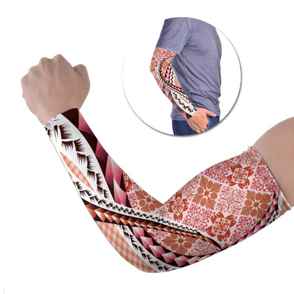 Aloha Vintage Palaka Floral Hawaiian Quilt Arm Sleeves Ulaula Motif - Polynesian Pride